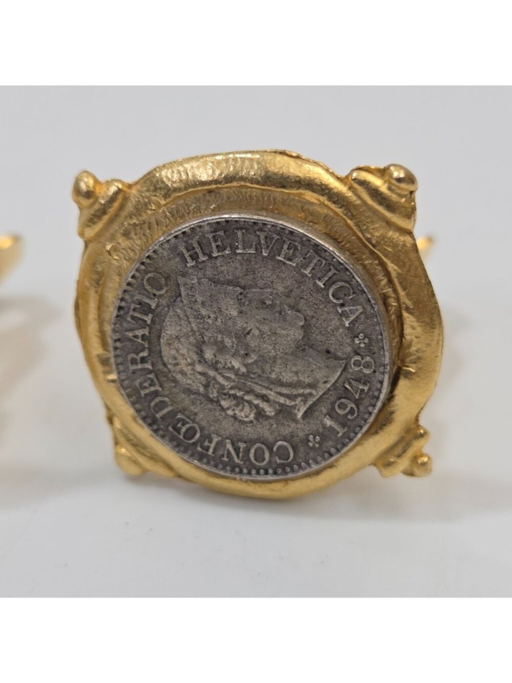 Susan Shaw 1948 Swiss Franc Coin Clip-On Earrings - Picture 5 of 7